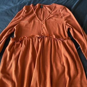 Maternity Orange Long Sleeve Dress